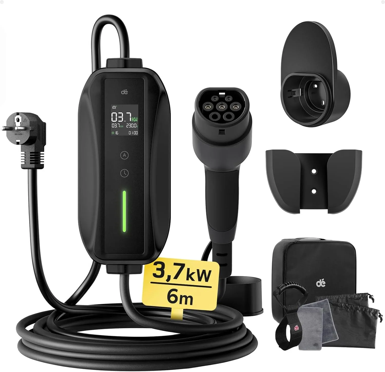 dé Cargador Coche Eléctrico Schuko 3,7 kW 6 m
